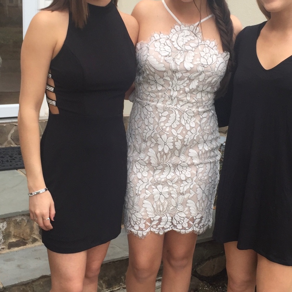 Nordstrom black bodycon dress with bedazzled rib